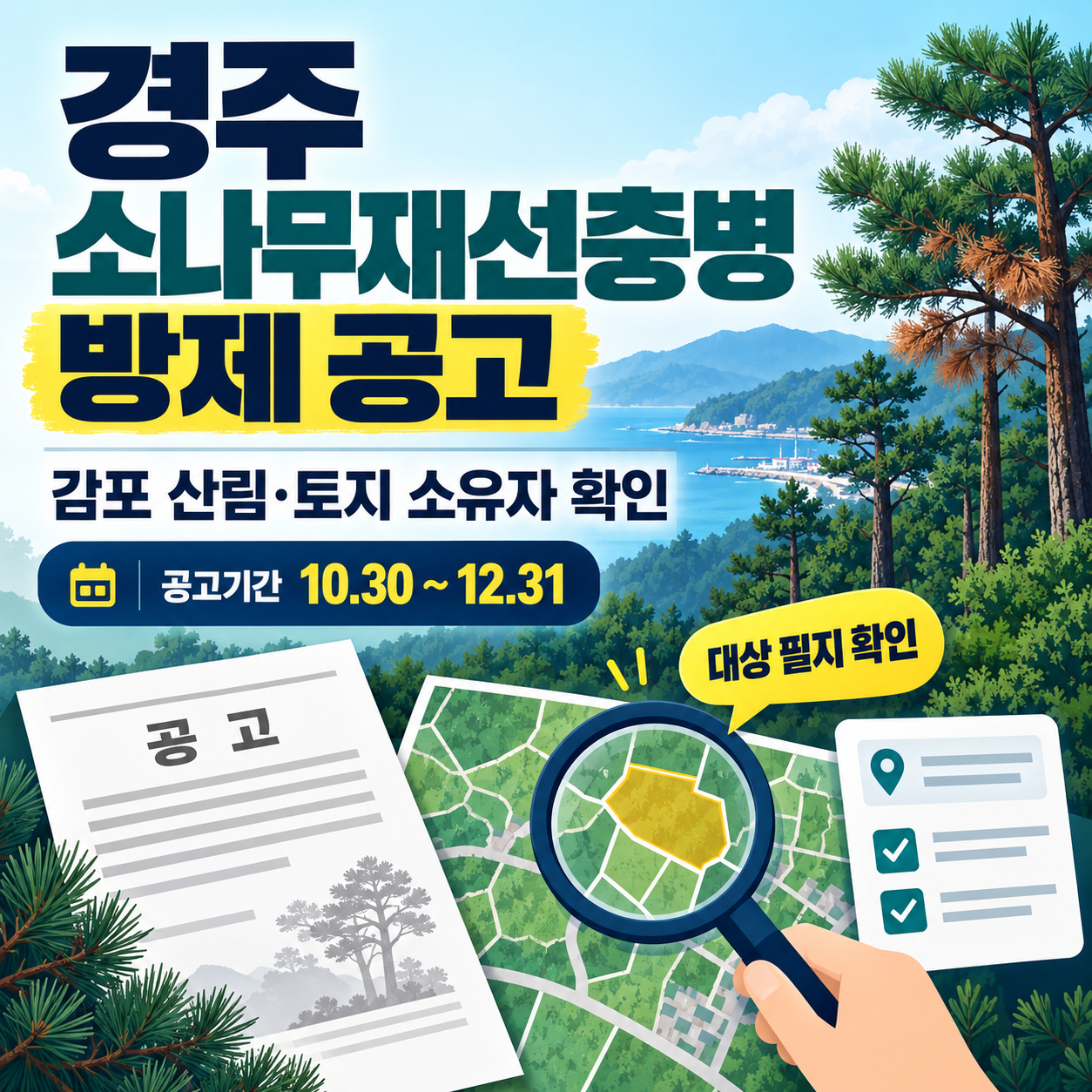 경주 소나무재선충병 방제 공고 / 감포 산림 소유자 확인